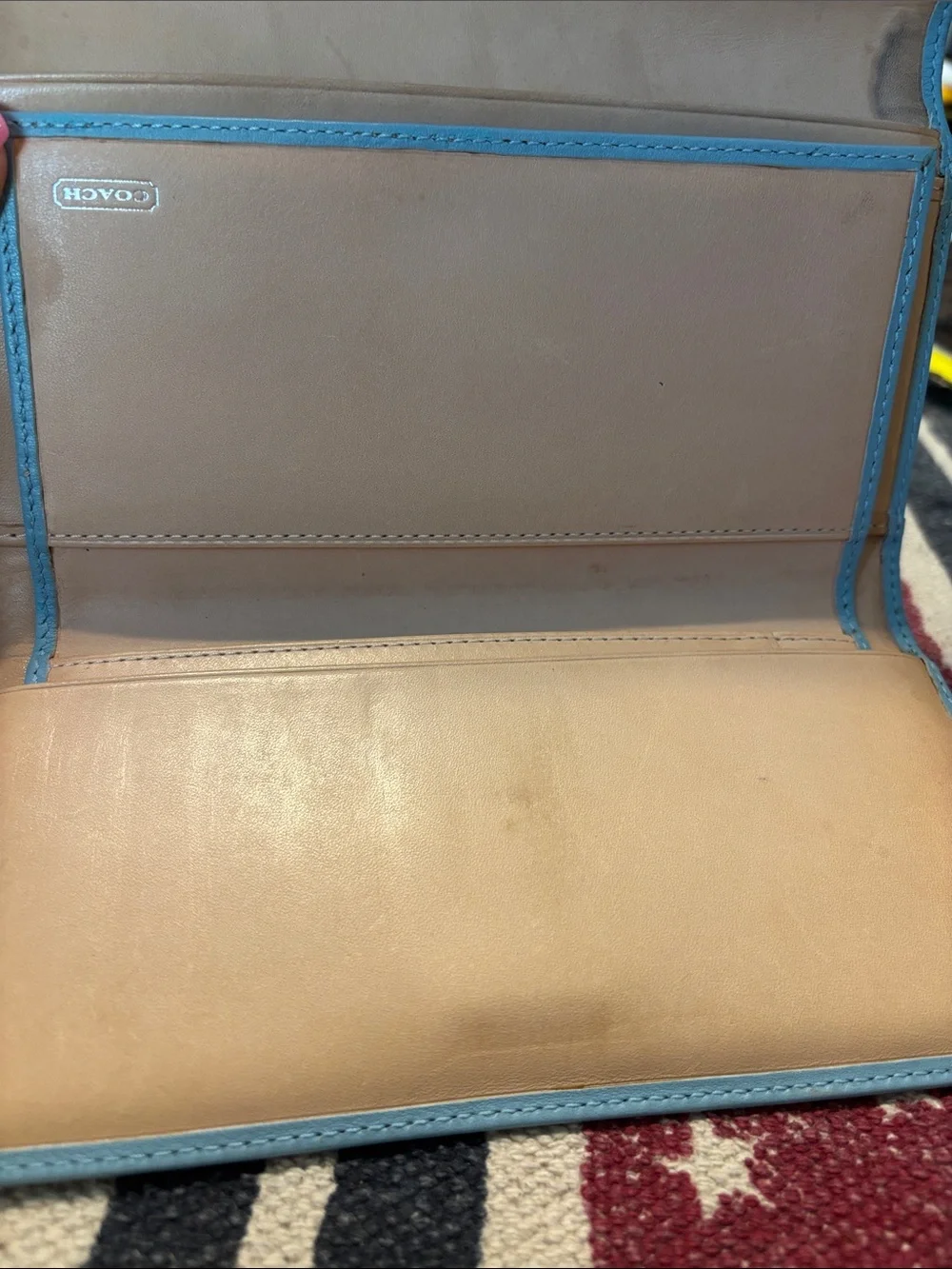 Vintage Coach Legacy Light Blue Leather Buckle Wallet